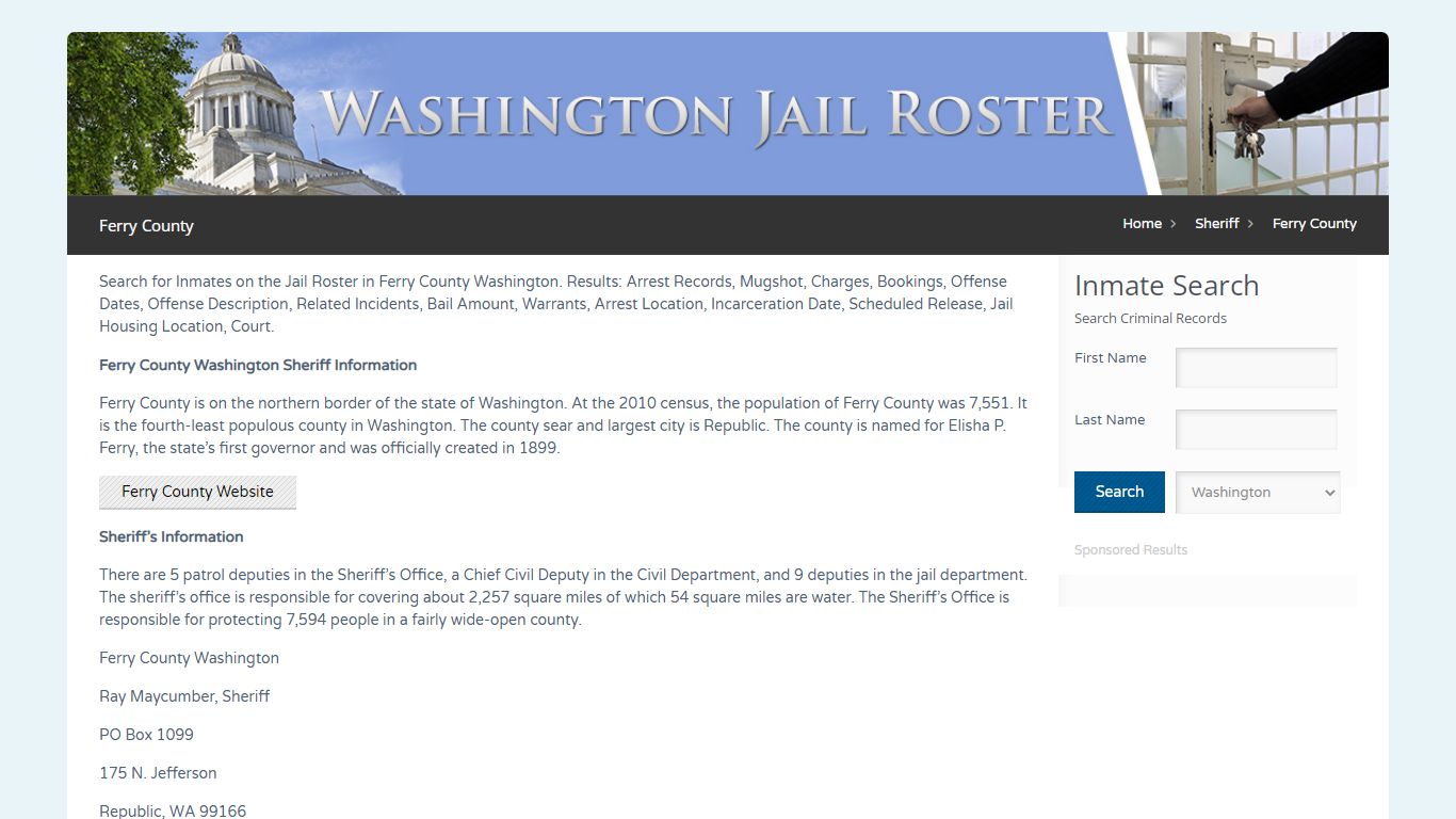Ferry County | Jail Roster Search